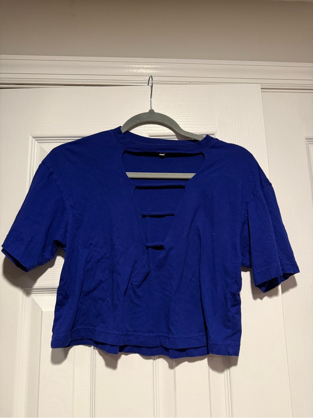 Truly Madly Deeply Royal Blue Ladder Cut Crop Top